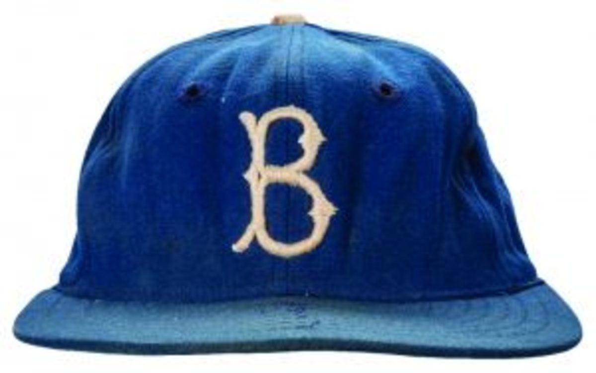 Lot Detail - 1955-56 Jackie Robinson Game Used Brooklyn Dodgers Cap (MEARS)