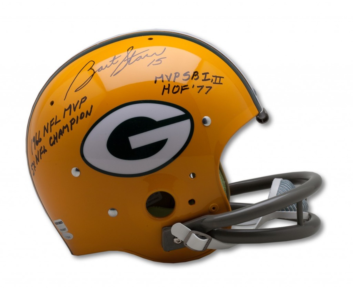 Bart Starr Signed Packers Super Bowl MVP Logo Mini Helmet