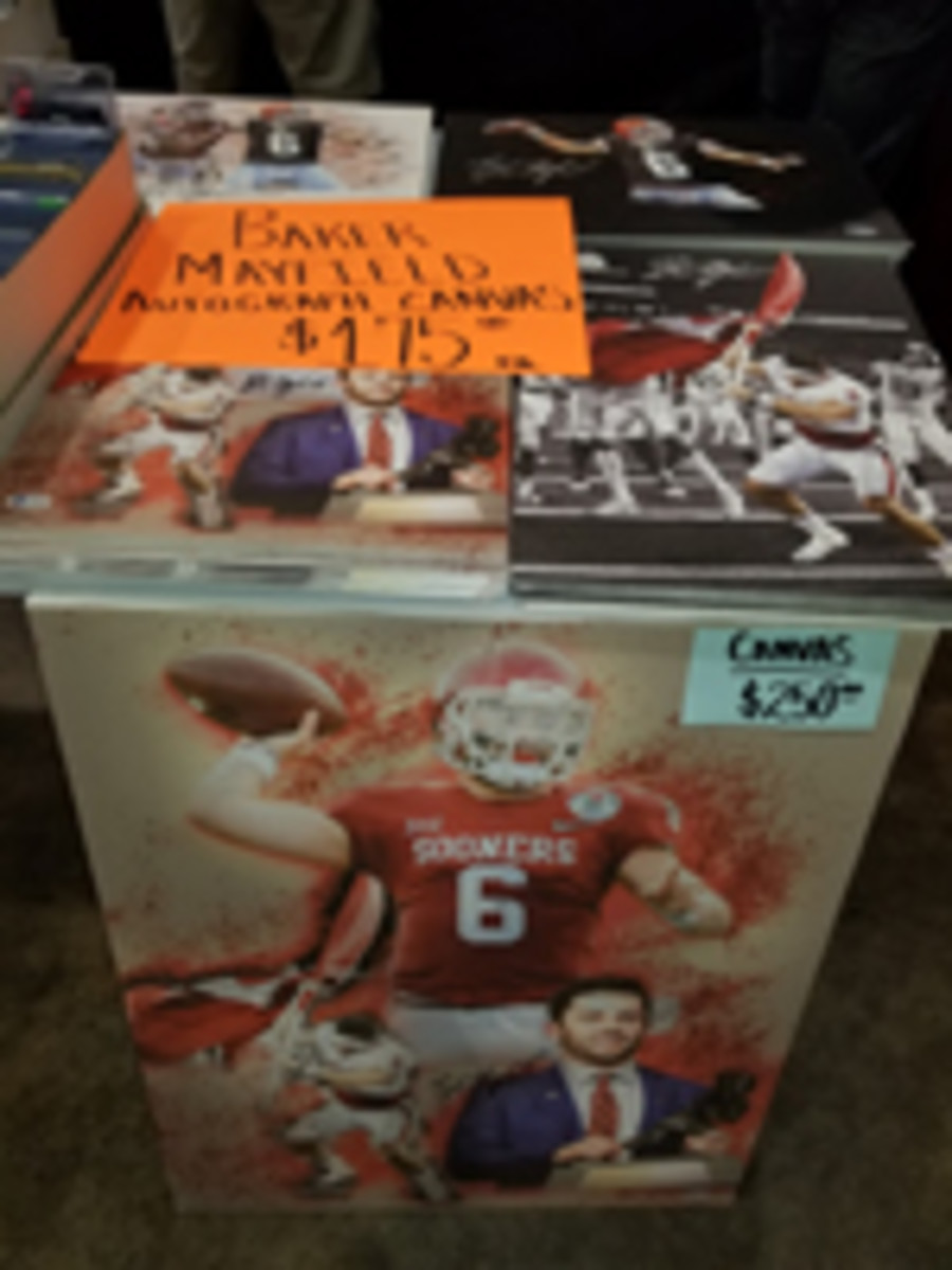  There were plenty of Baker Mayfield signed items available on the show floor. (Ross Forman photos)