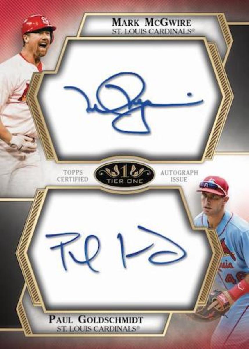 This Topps Tier One card features autographs from legend Mark McGwire and current star Paul Goldschmidt.