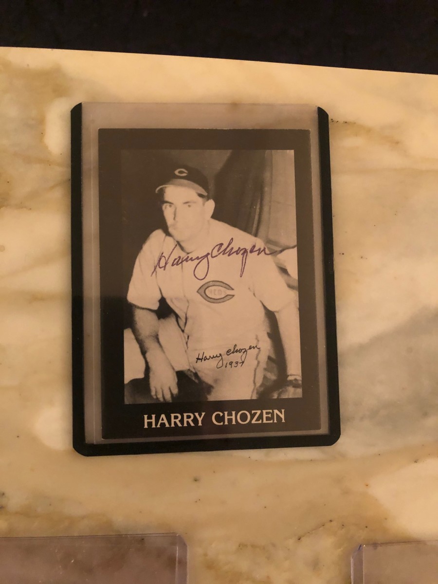 Harry Chozen, who played one game for the Cincinnati Reds. His family made his own card.