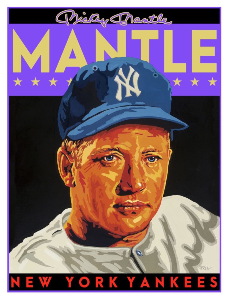 Mickey Mantle (1931-1995), American Baseball Player for The New York Yankees | Large Solid-Faced Canvas Wall Art Print | Great Big Canvas