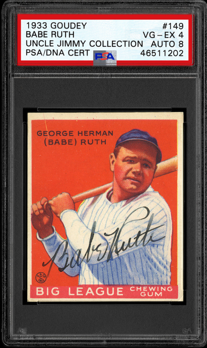 Stunning Babe Ruth Single Signed Baseball PSA DNA Graded 8 Near Mint