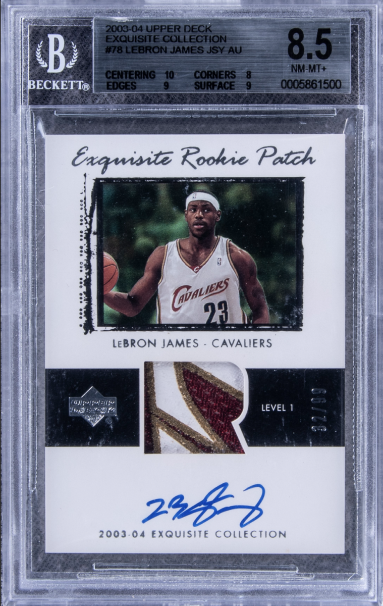2003-04 Upper Deck Exquisite Collection LeBron James card up for bid at Goldin Auctions.