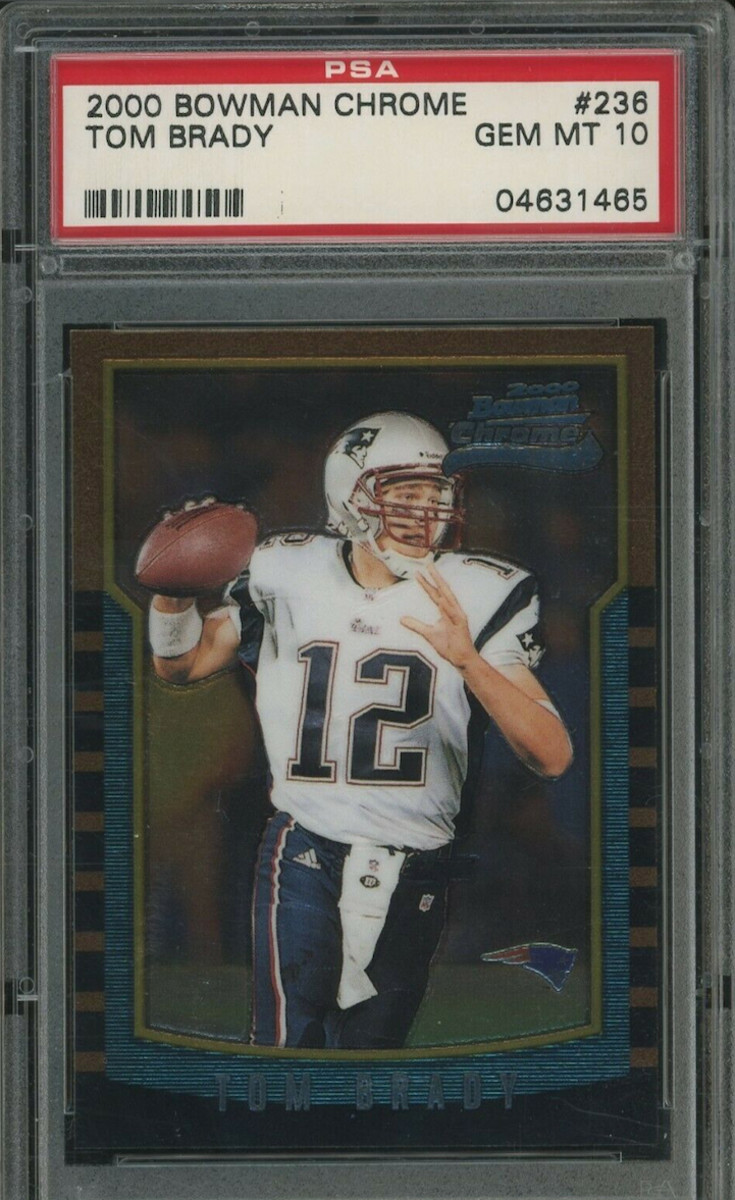 2000 Bowman Chrome Tom Brady card.