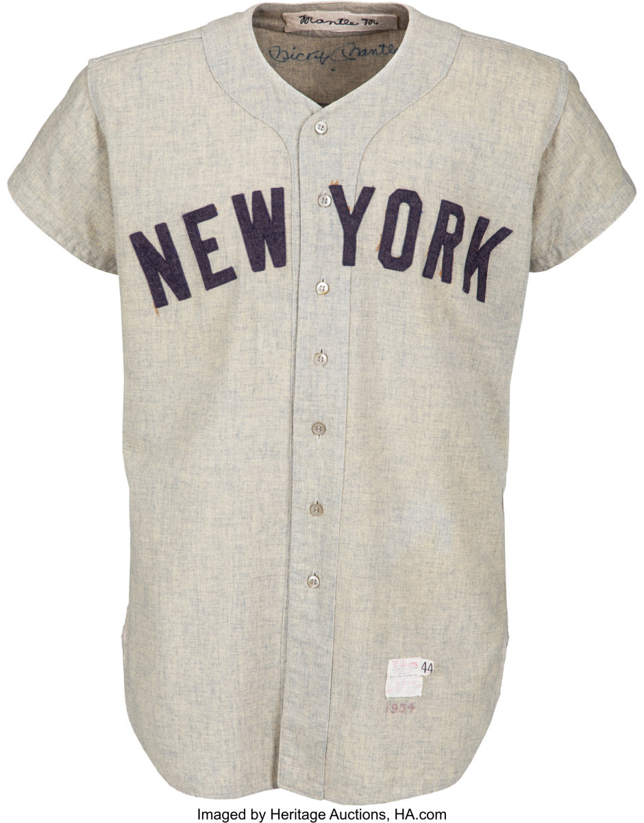 1954 Yankees jersey worn and signed by Mickey Mantle.