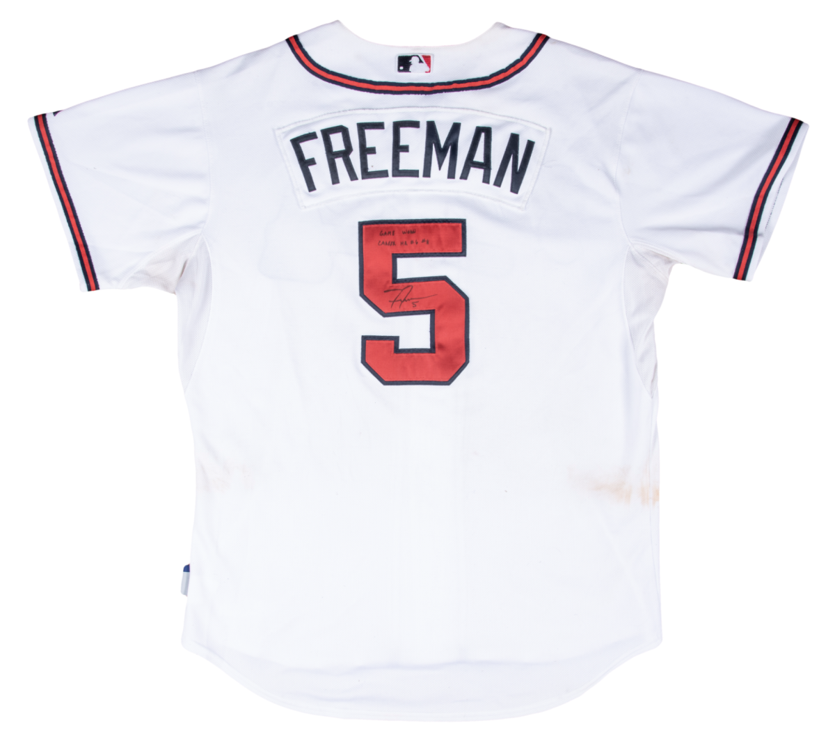 A 2011 signed, game-used jersey from Freddie Freeman's rookie season.