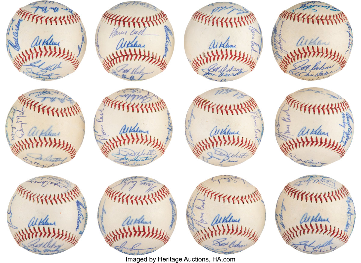 Signed baseballs from the Al Kaline Collection.
