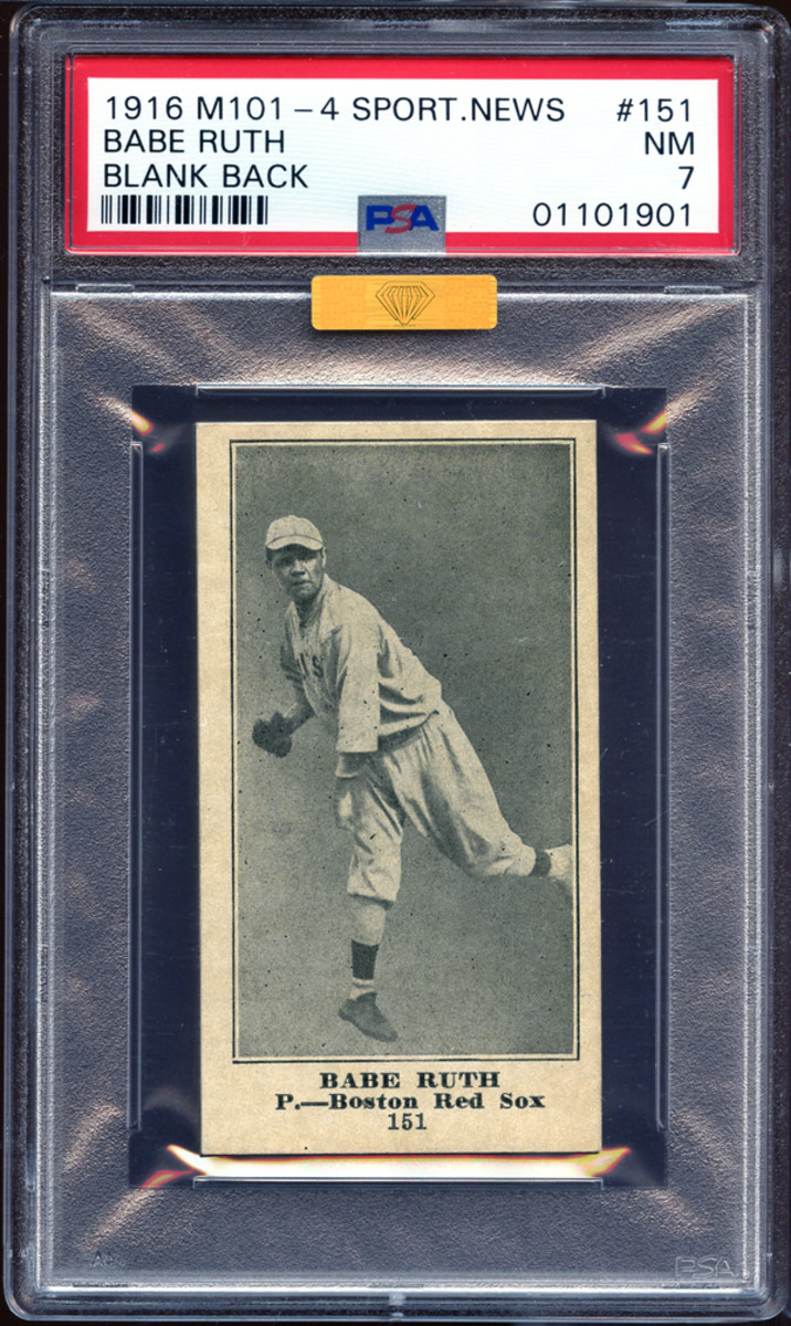 A 1916 M101 Sporting News rookie card that sold for a record $2.46M at Mile High Card Co.