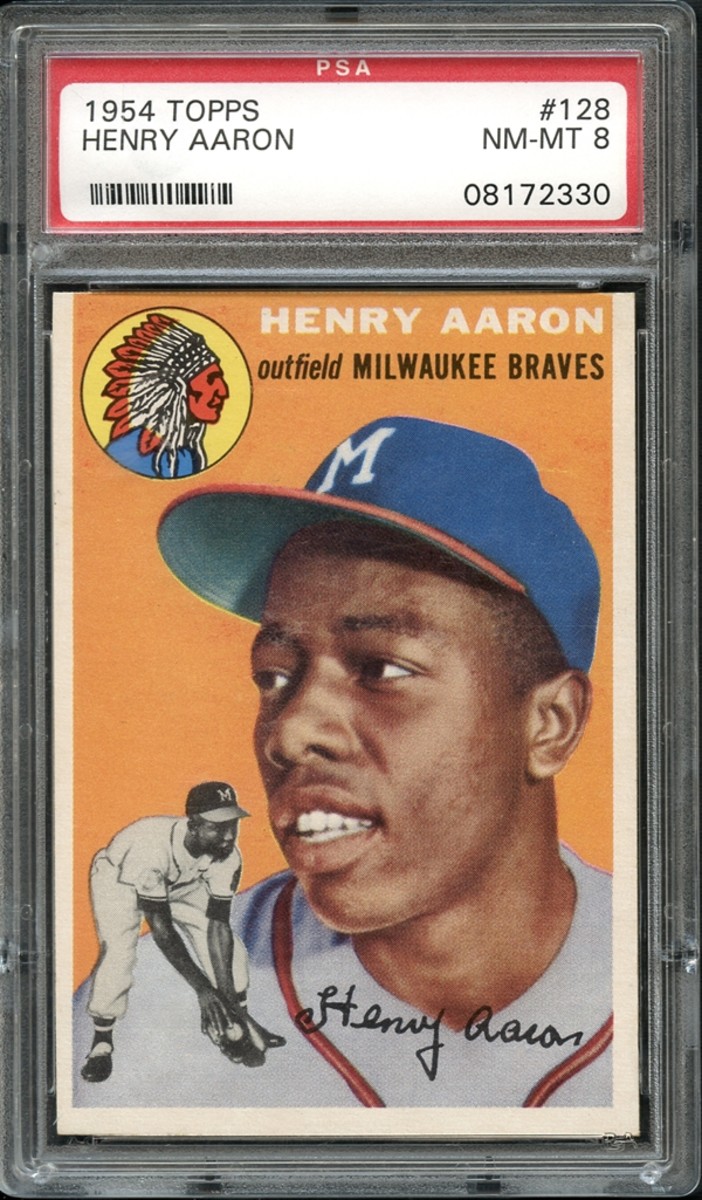 A 1954 Topps Hank Aaron card at Mile High Card Co.