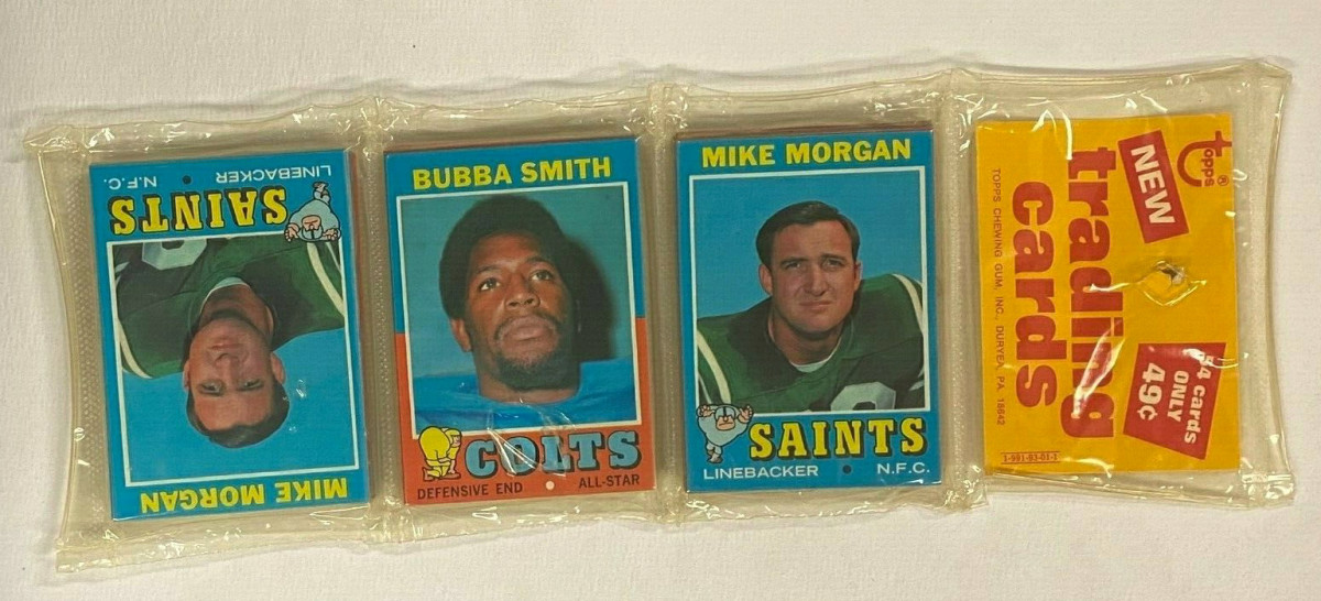 1971 Topps Football rack pack featuring All-Pro Bubba Smith.