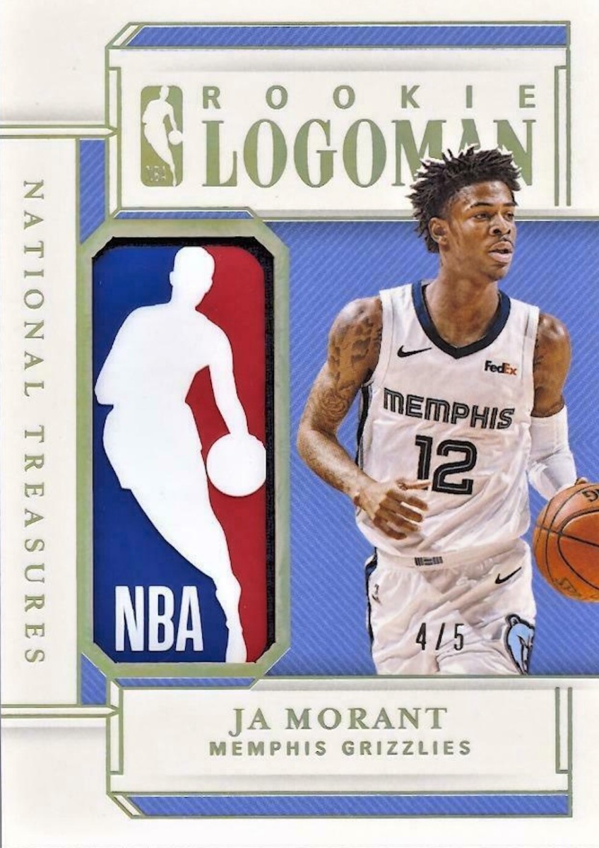 2019 National Treasures Ja Morant Rookie Logoman card.