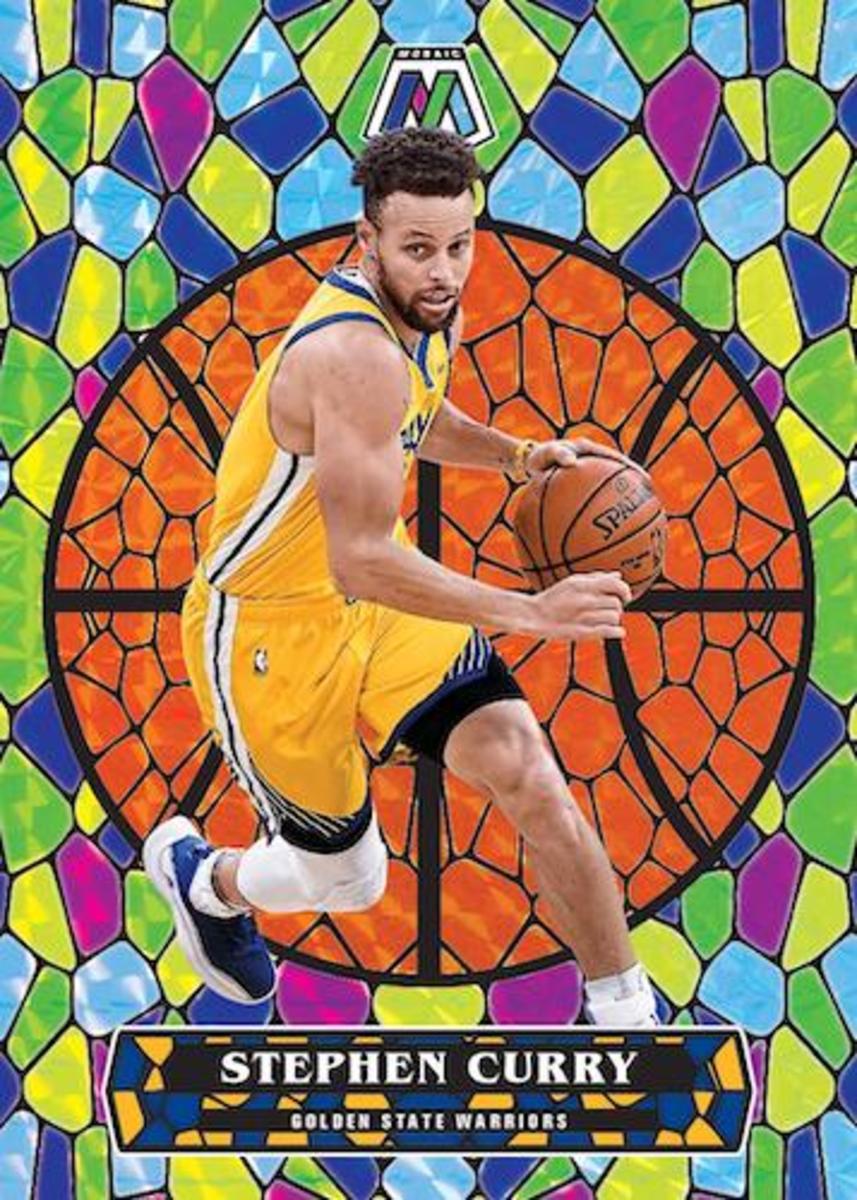 2020-21 Panini Mosaic Basketball Stephen Curry card.