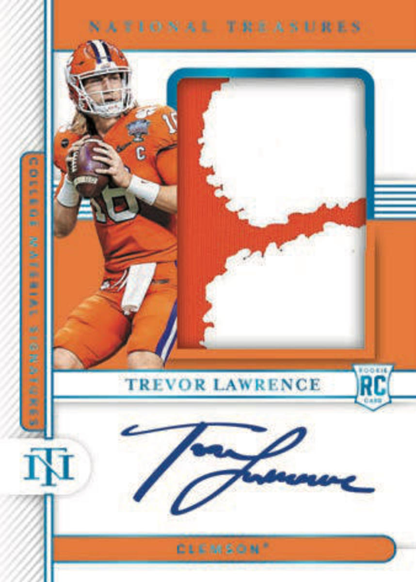 2021 Panini National Treasures Trevor Lawrence auto patch card.