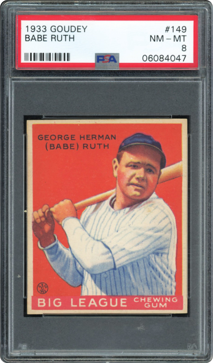A 1933 Goudey Babe Ruth #149 card.