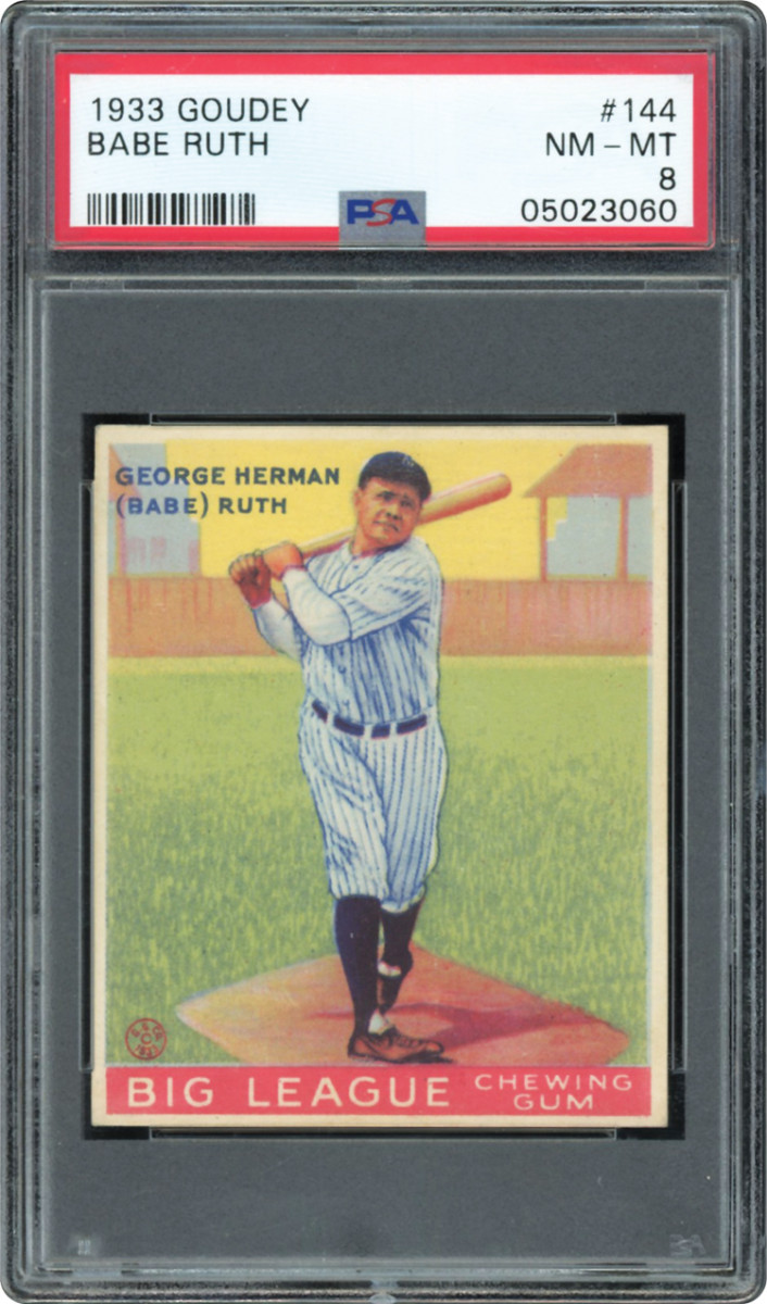 A 1933 Goudey Babe Ruth #144 card.