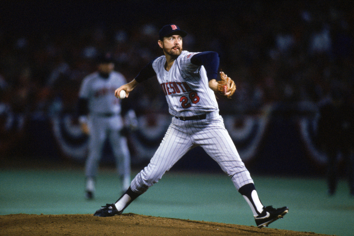 Bert Blyleven pitches for the Minnesota Twins in Game 5 of the 1987 World Series in St. Louis.