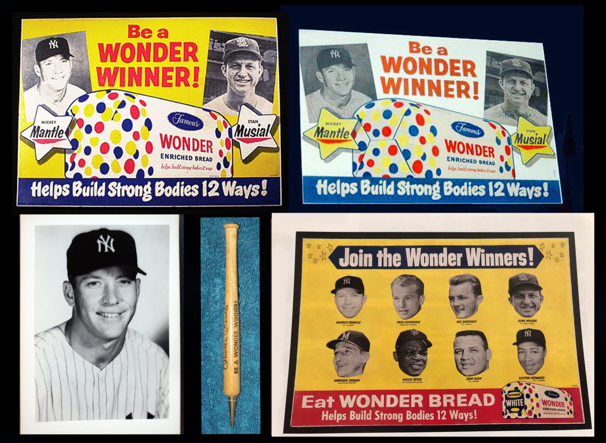 Wonder Bread items featuring Mickey Mantle and other stars of the 1950s and ’60s.