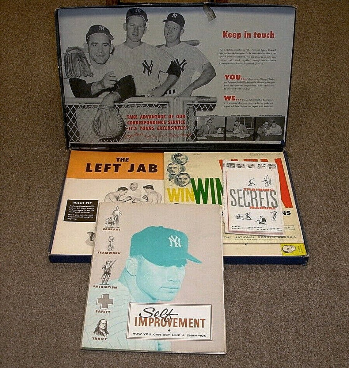 National Sports Council Manly Work Out Program materials featuring Mickey Mantle.