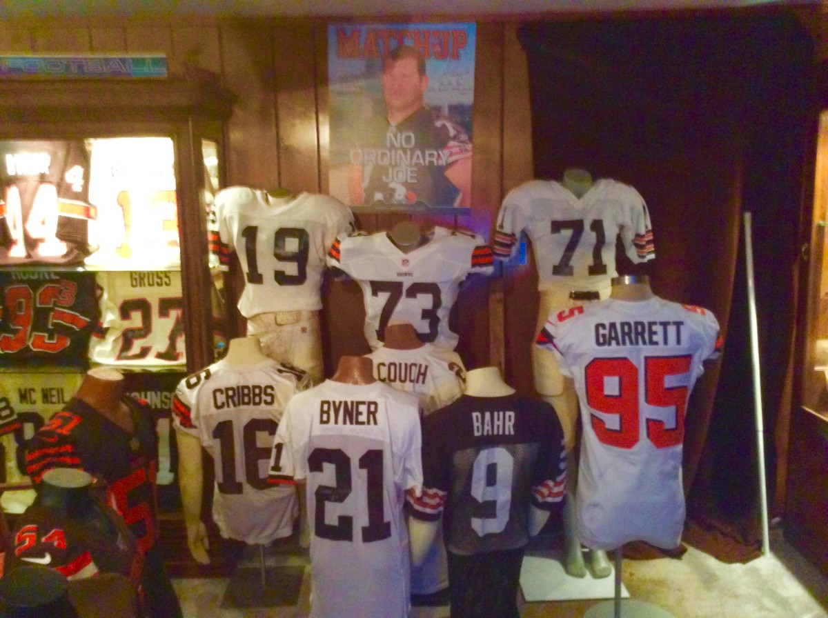 Ray Prisby's collection of Cleveland Browns jerseys.