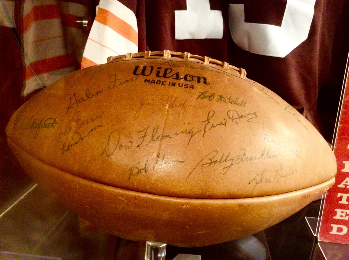 1962 Cleveland Browns team ball signed by Ernie Davis.