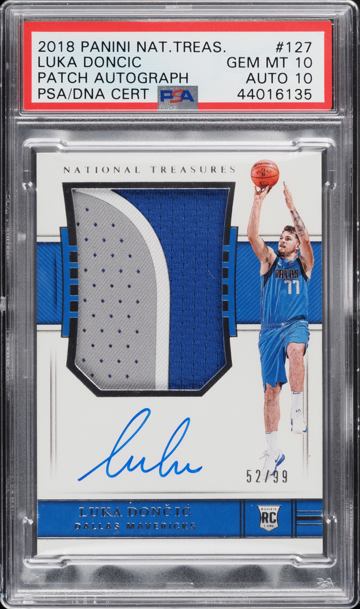 2018 National Treasures Luka Doncic Rookie Patch Auto card.