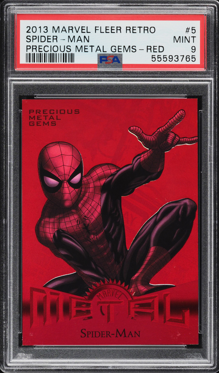2013 Marvel Fleer Retro Spider-Man Precious Metal card.