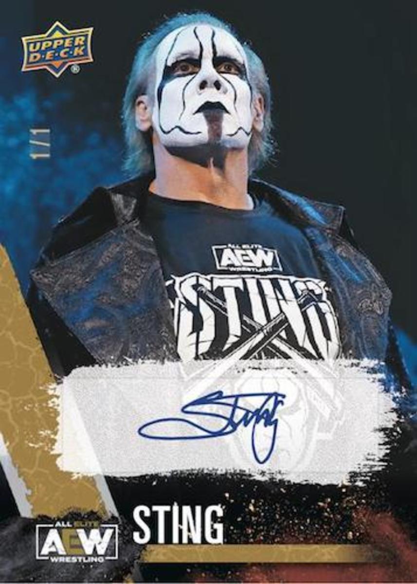 Upper Deck card of wrestling legend and AEW star Sting.