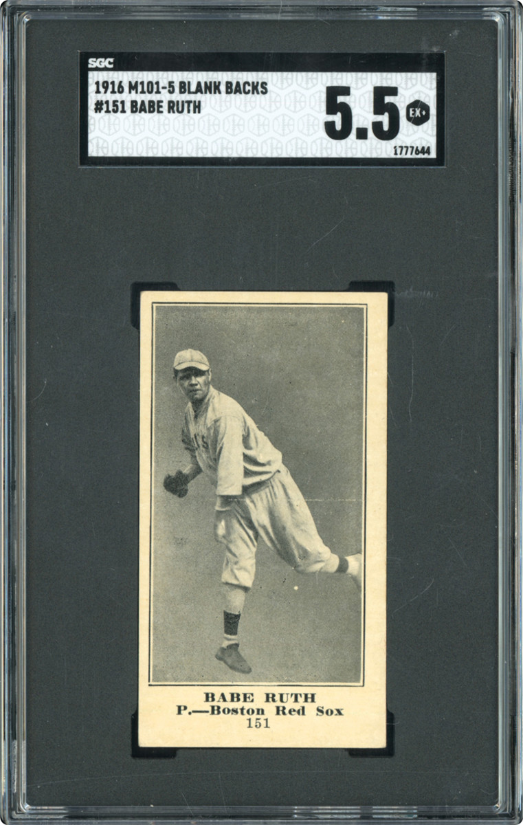 1916 M101-5 Blank Backs Babe Ruth rookie card at Memory Lane Inc.