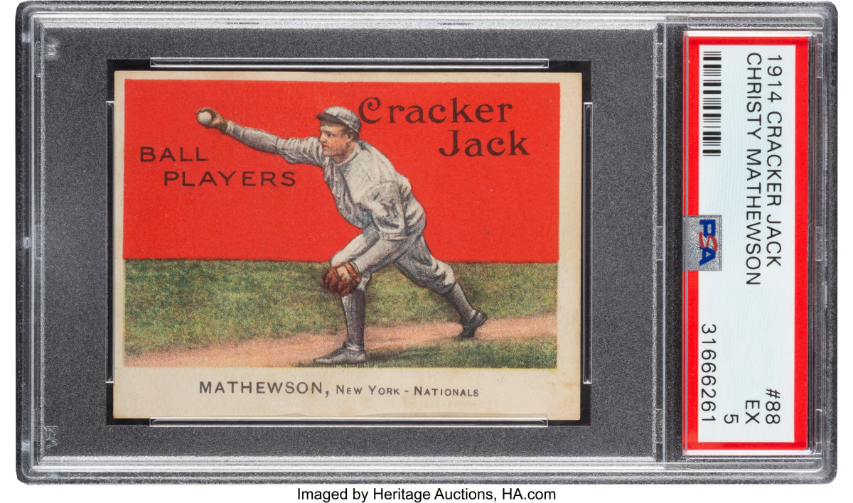 A 1914 Cracker Jack Christy Mathewson card.