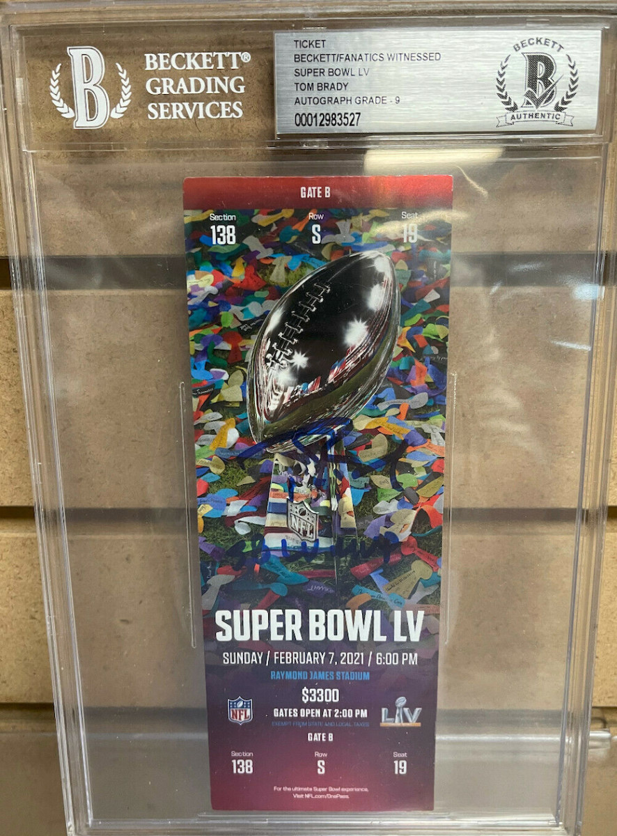 Ticket to Super Bowl LV signed by Tom Brady.