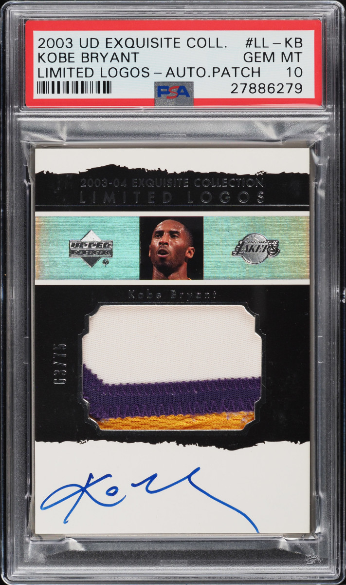 2003 Upper Deck Exquisite Collection Kobe Bryant Limited Logos auto patch card.