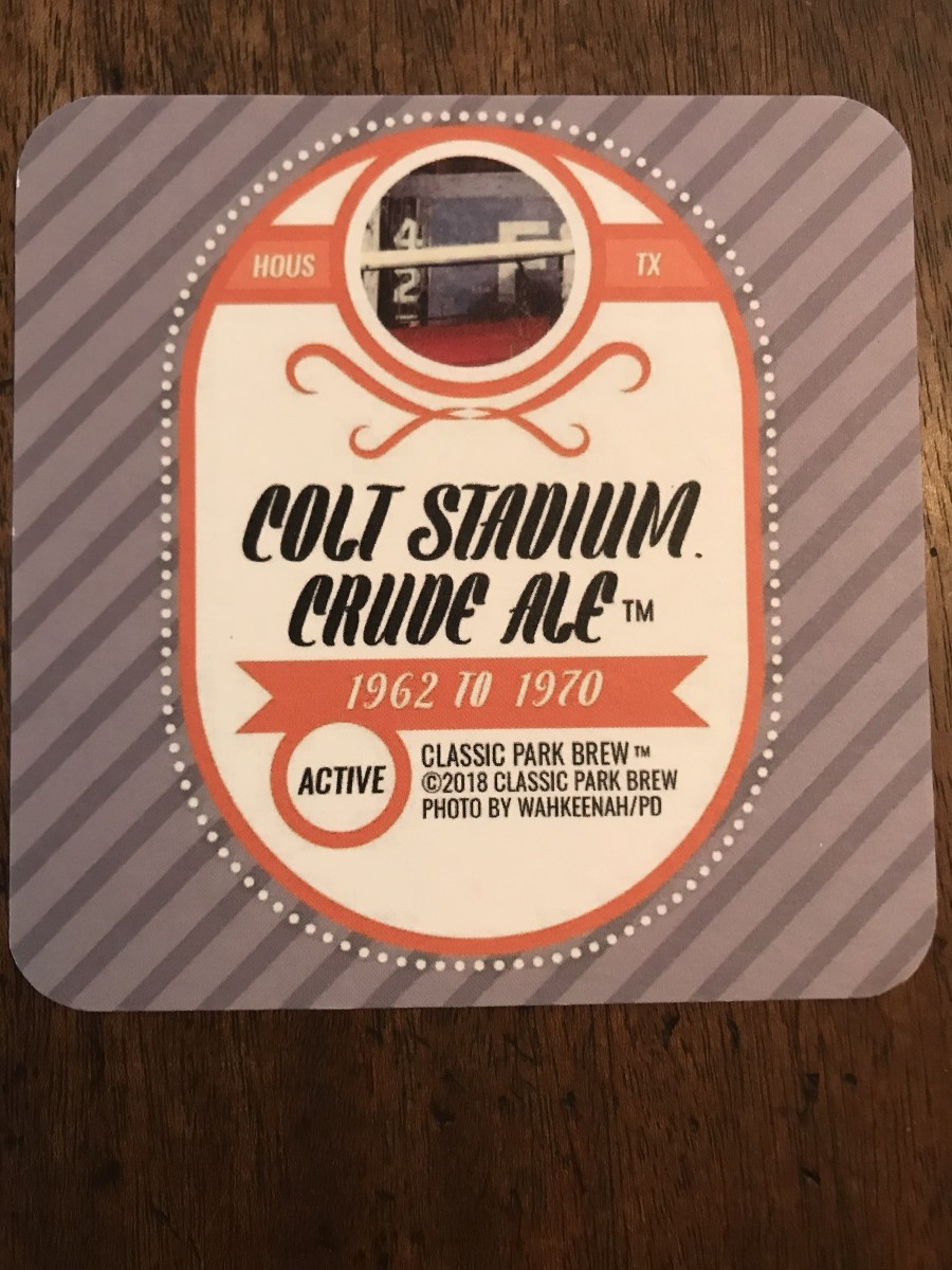 Ken Finnegan's beer coaster commemorating Colt Stadium in Houston.