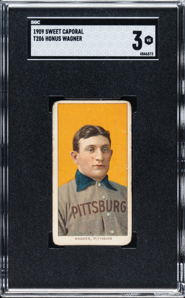 1909-11 T206 Honus Wagner card that sold for a record $6.6 million at Robert Edwards Auctions.