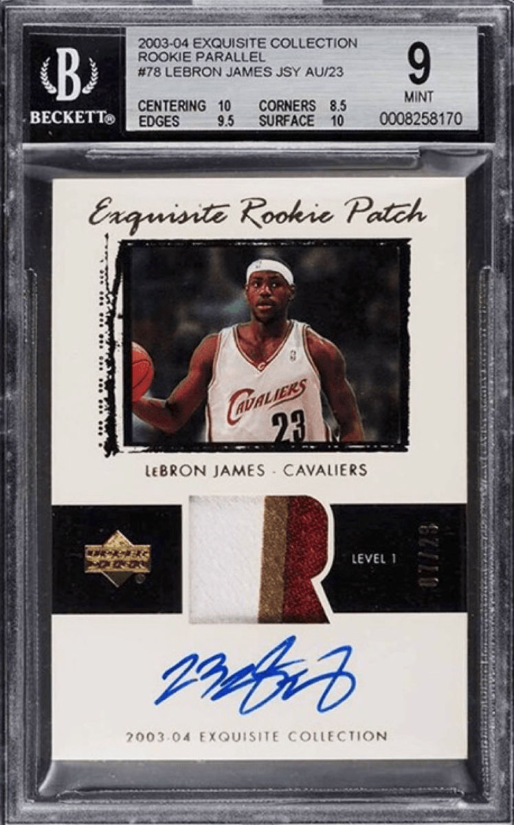2003-04 Exquisite Collection LeBron James Rookie Parallel that sold for a record $5.2 million.
