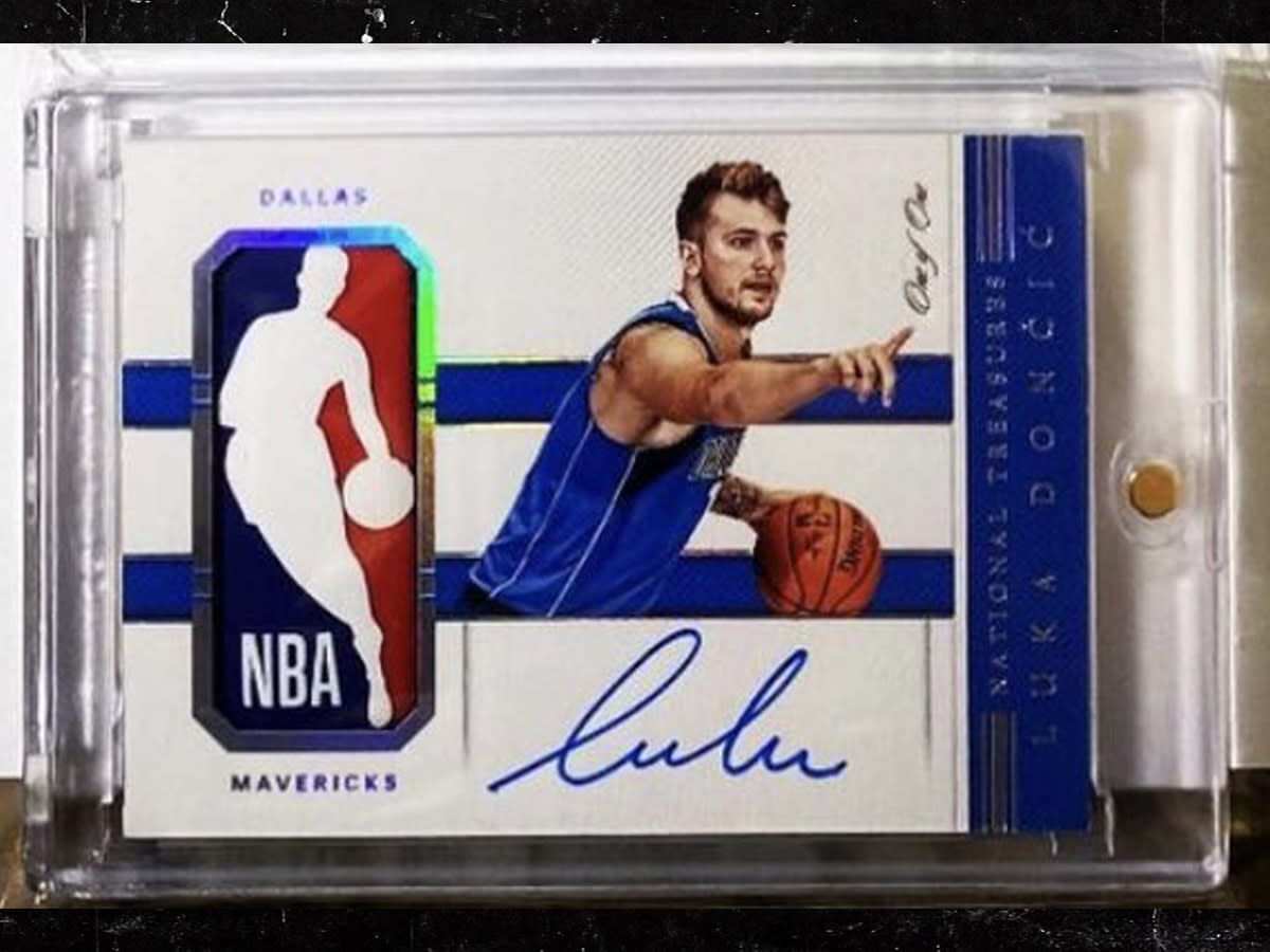 Luka Doncic 2018-19 Panini National Treasures Logoman Rookie Patch Auto card that sold for $4.6 million.