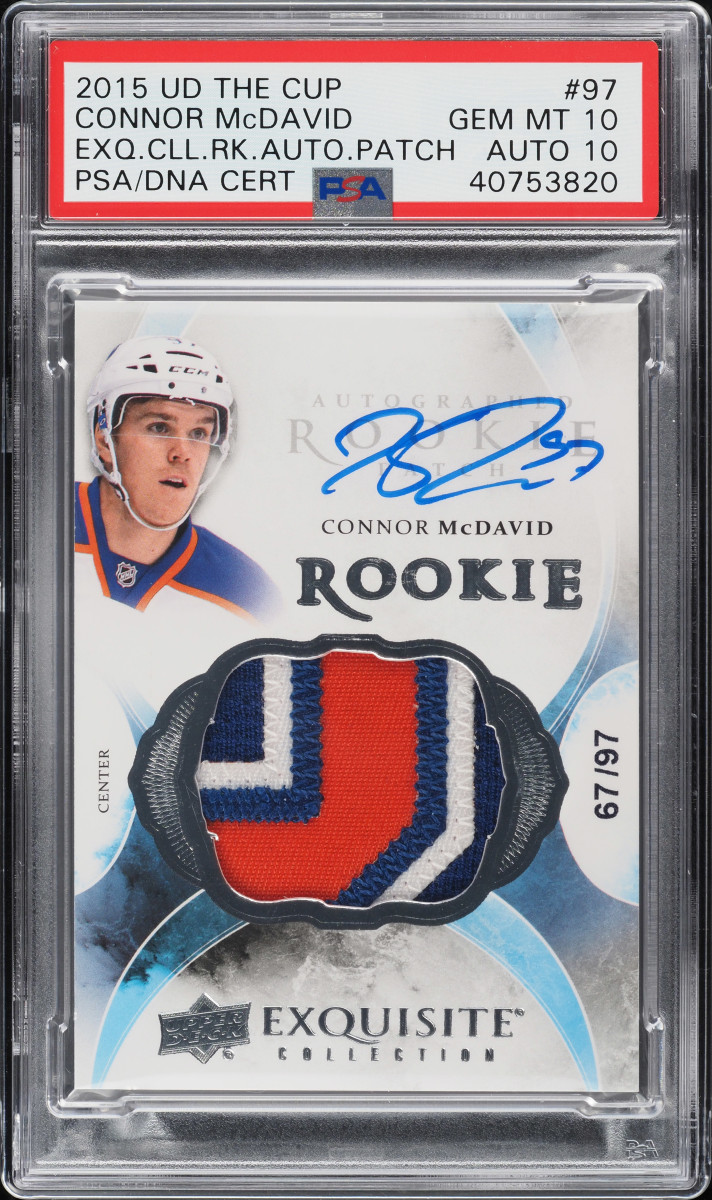 2015 Upper Deck The Cup Connor McDavid Auto Patch Rookie card.