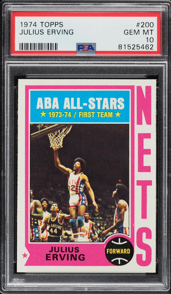 1974 Topps Julius Erving card that sold for $132,000 at PWCC Marketplace.