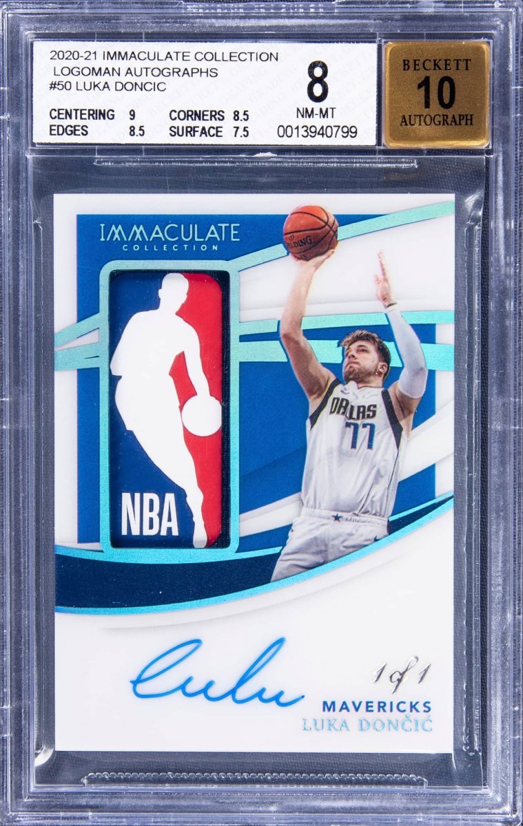 2020-21 Immaculate Collection Logoman Autographs Luka Doncic card.