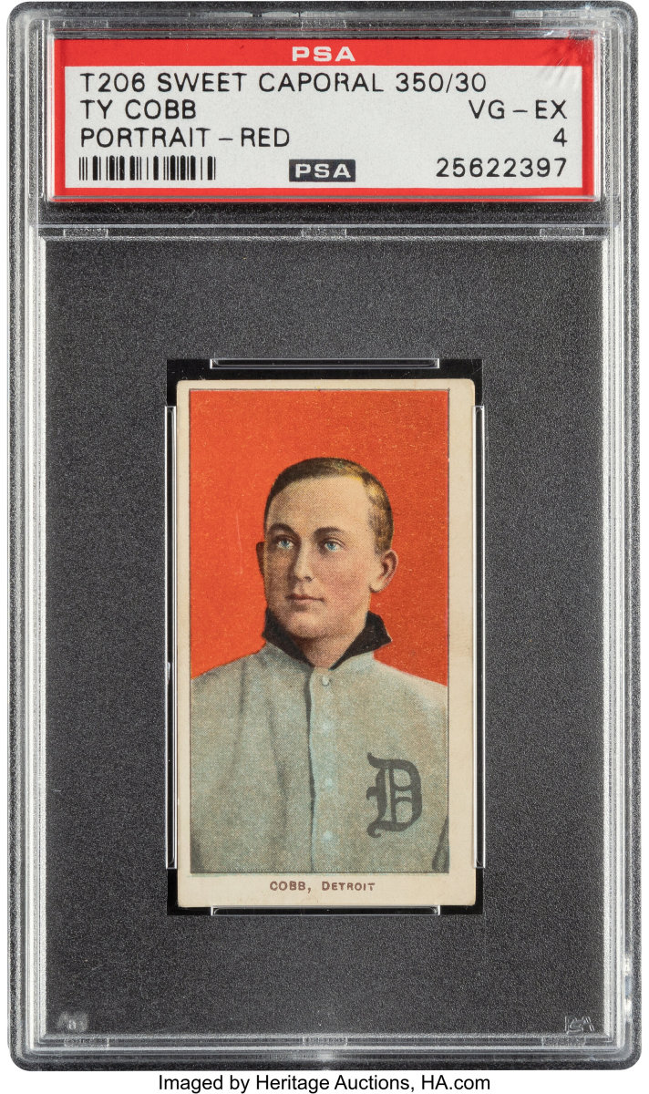 T206 Sweet Caporal 350/30 Ty Cobb Portrait Red card.