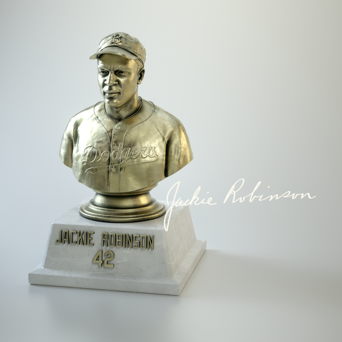 Silver bust from the Jackie Robinson NFT Collection by Candy Digital.