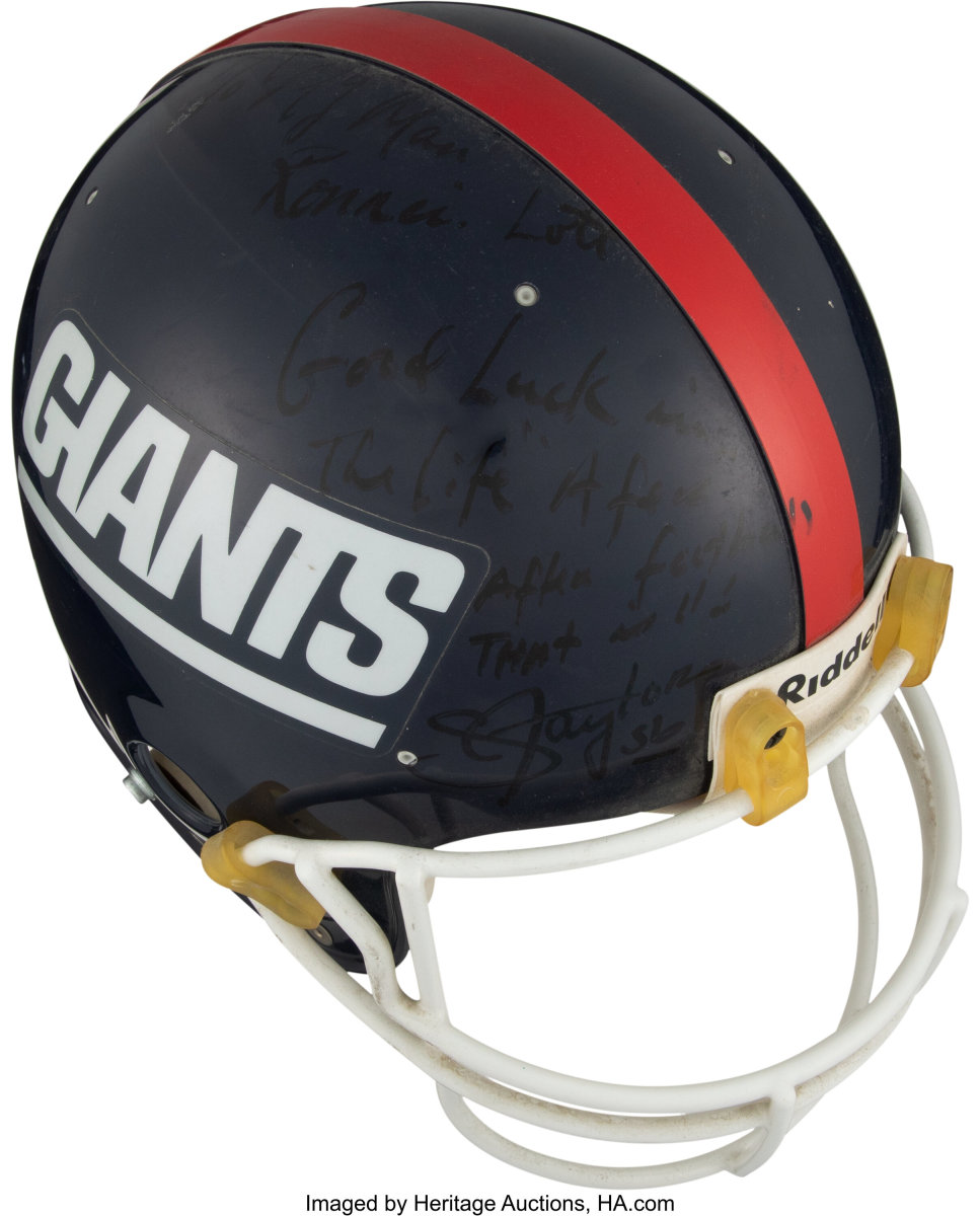 1990 New York Giants helmet signed and inscribed by Lawrence Taylor to Ronnie Lott.
