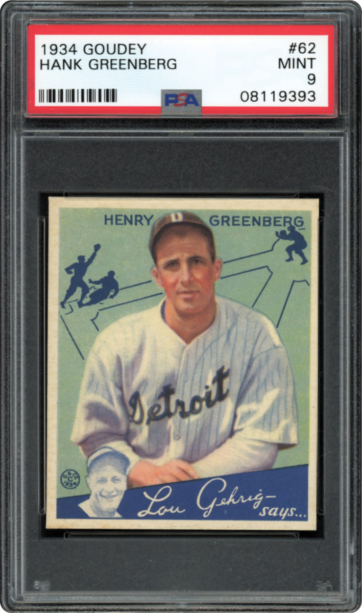 1934 Goudey Hank Greenberg #62 card from the Manny Gordon Collection.
