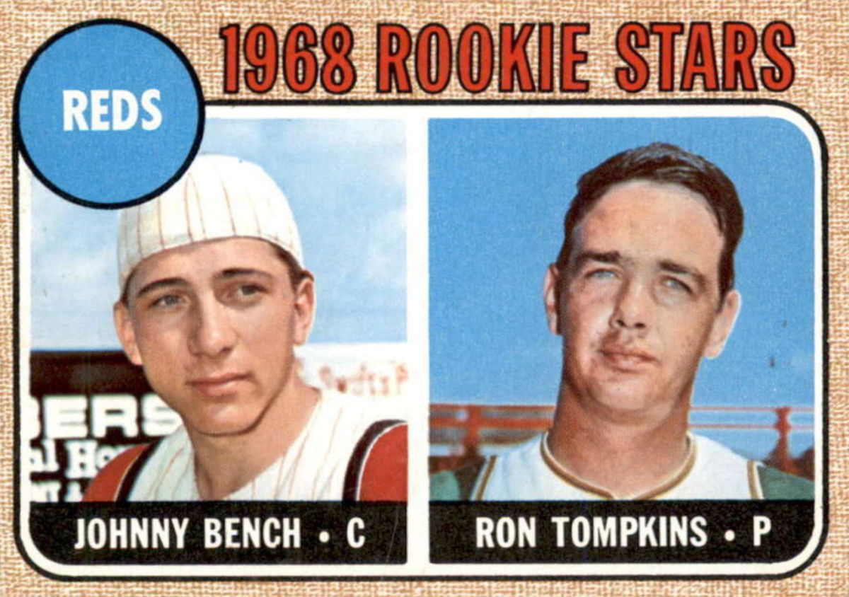 1968 Topps Rookie Stars card featuring Johnny Bench.