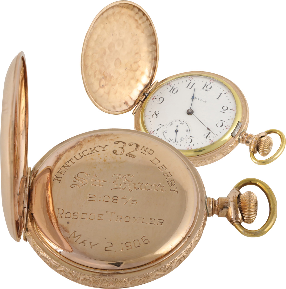 The 1906 Sir Huon Kentucky Derby gold watch awarded to the winning jockey.