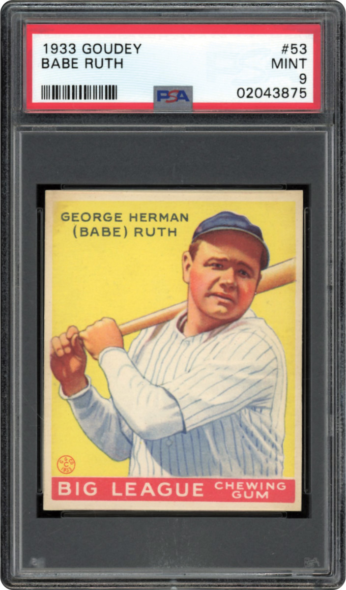 A Mint 9 1933 Goudey Babe Ruth card is part of the Thomas Newman Collection.