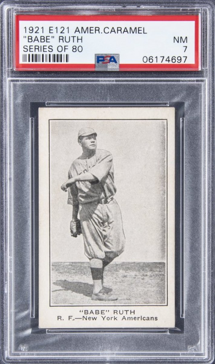 A 1921 E121 Babe Ruth card sold for a record $270,600 at Goldin Auctions.