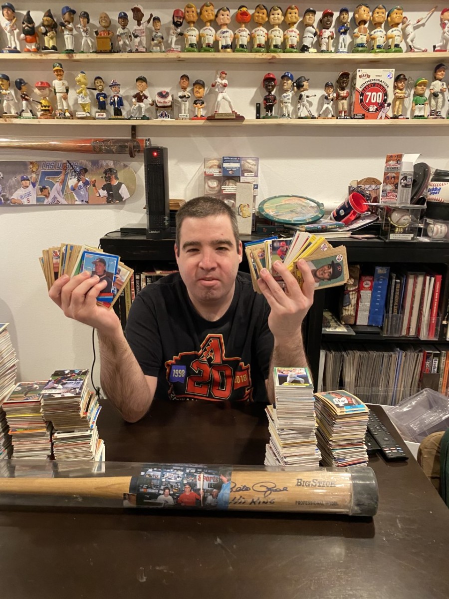Paul Jones shows off his massive baseball card collection.