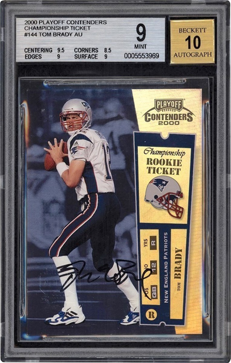 This Tom Brady rookie card sold for more than $3.1M at Lelands Auctions.
