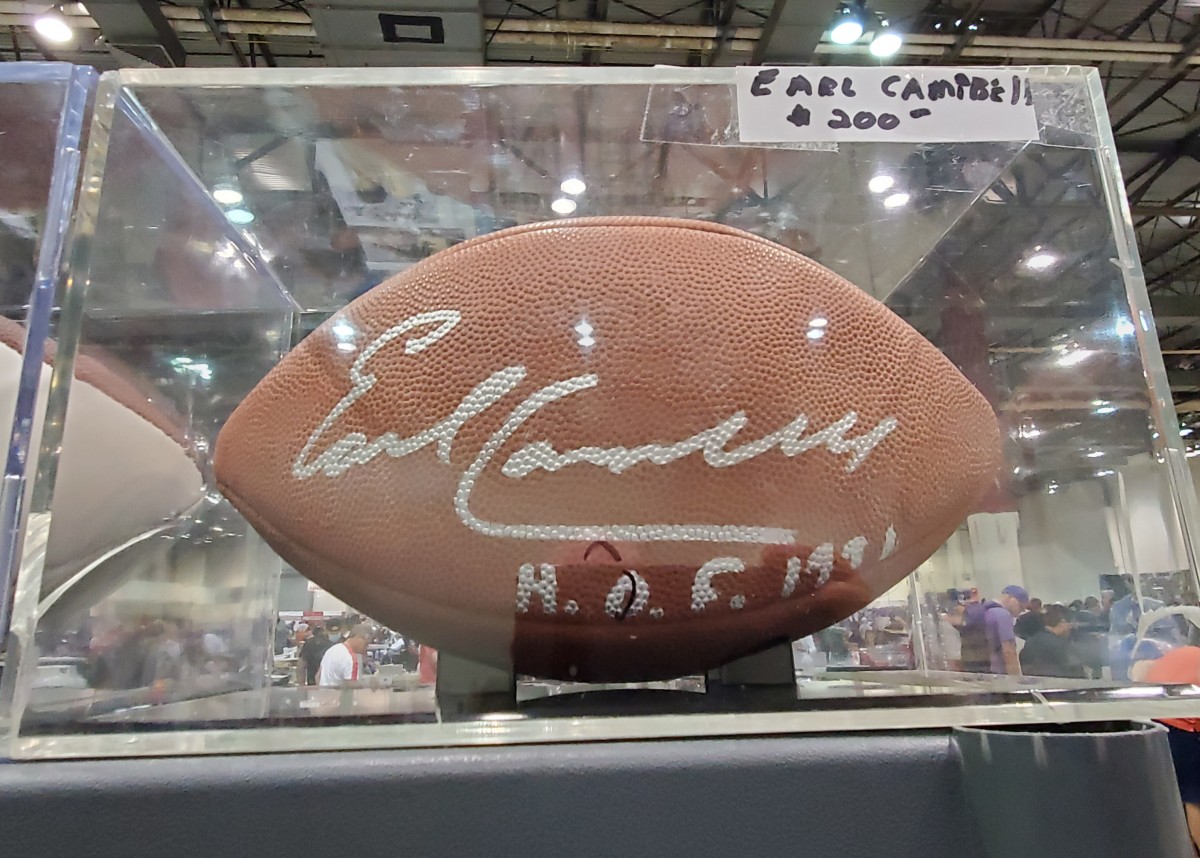 Football autographed by Earl Campbell at the TriStar Houston show.